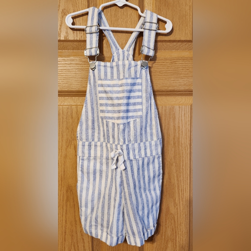 Jolie & Joy Overalls Girls size 7/8 - blue and white